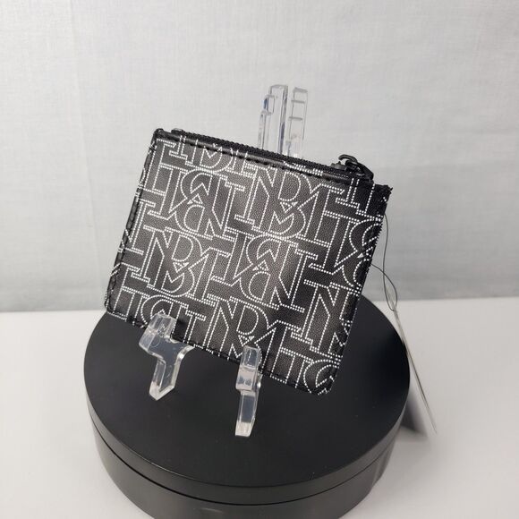 Badgley Mischka Black White Logo Monogram Mini Credit Card Holder Coin Wallet - Picture 3 of 14